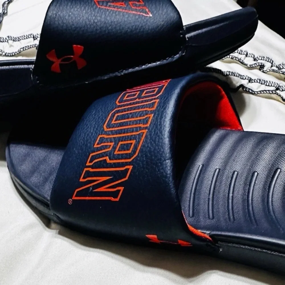 Auburn Navy and Orange Slide Sandals Size 5
